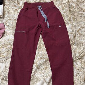 Figs Yola Skinny Scrub Pants Maroon Brand New